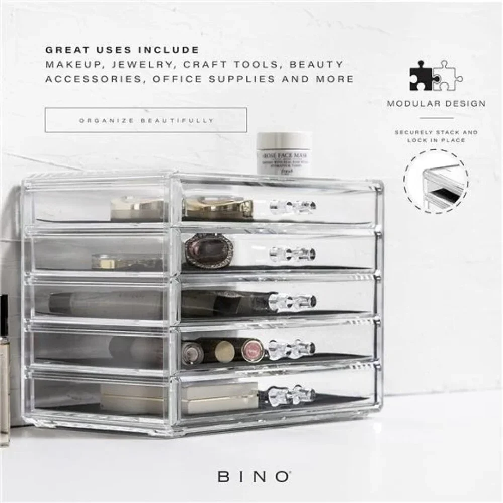 Acrylic Makeup Drawer Organizer- 5 Drawers | Clear Beauty Organizers and Storage